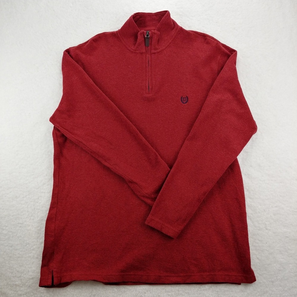 Chaps 1/4 Zip Pullover Sweater Mens‎ Size Large Long Sleeve Red